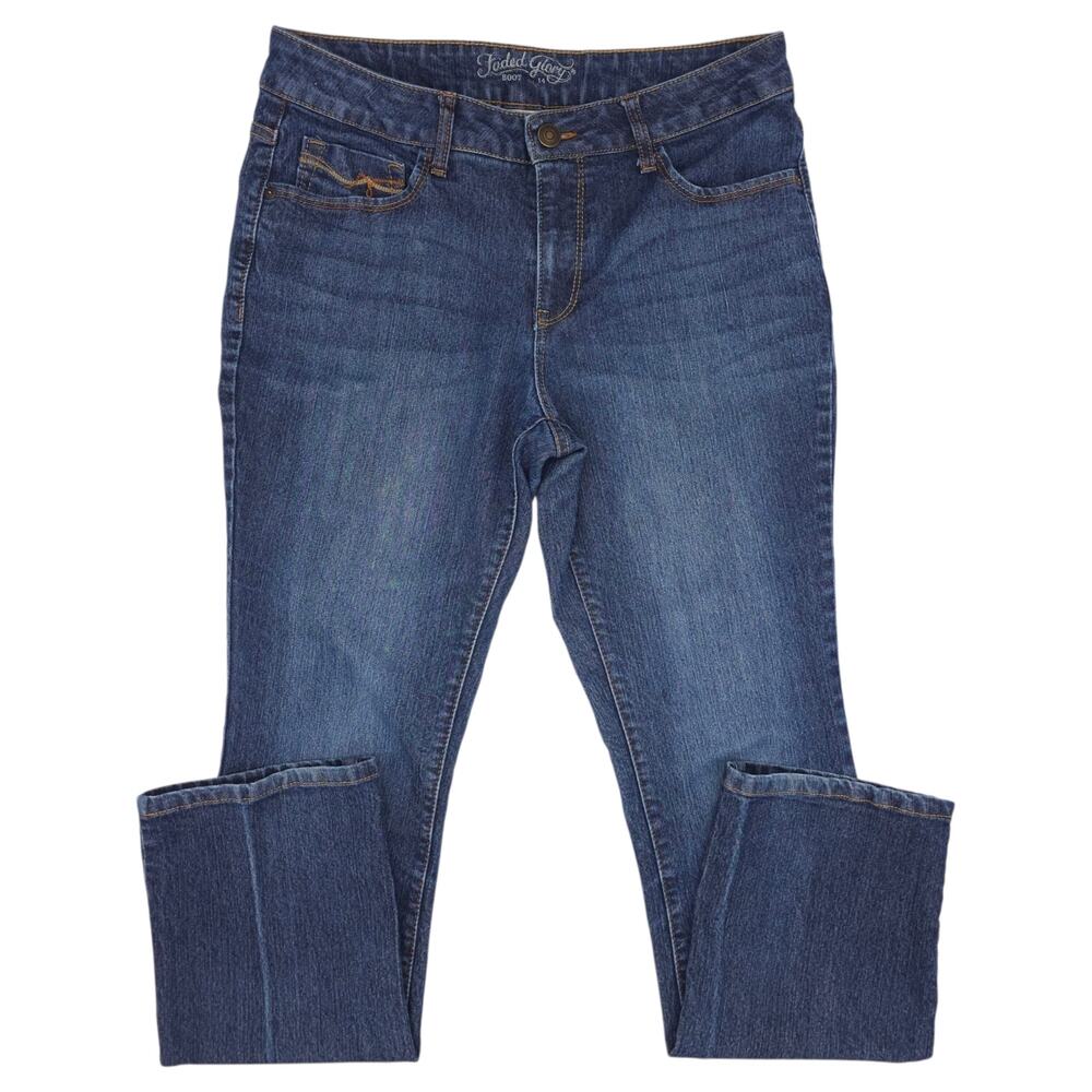 Faded Glory Jeans Womens 14 Blue Bootcut Mid Rise Stretch Denim Classic - Picture 2 of 12